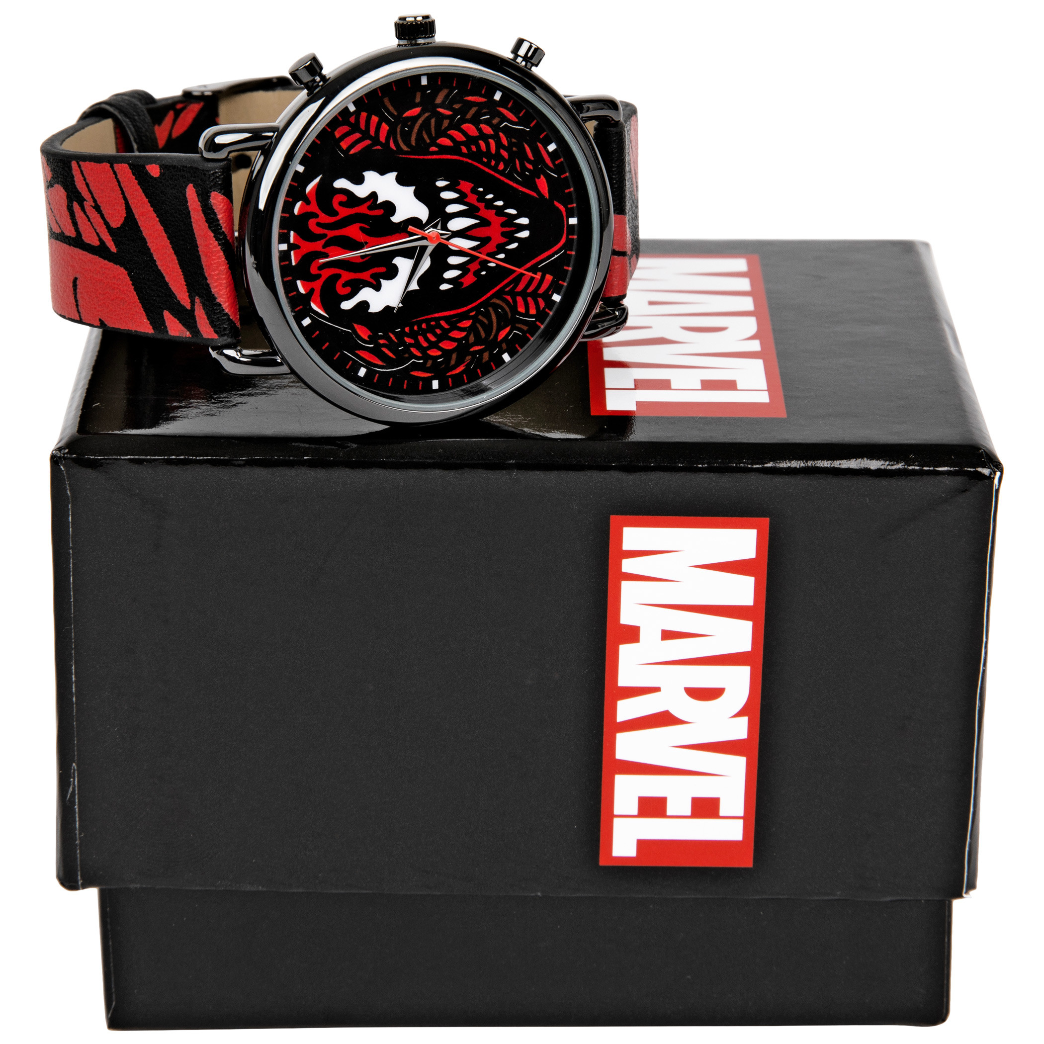 Carnage Face and Symbiote Watch with Faux Leather Strap